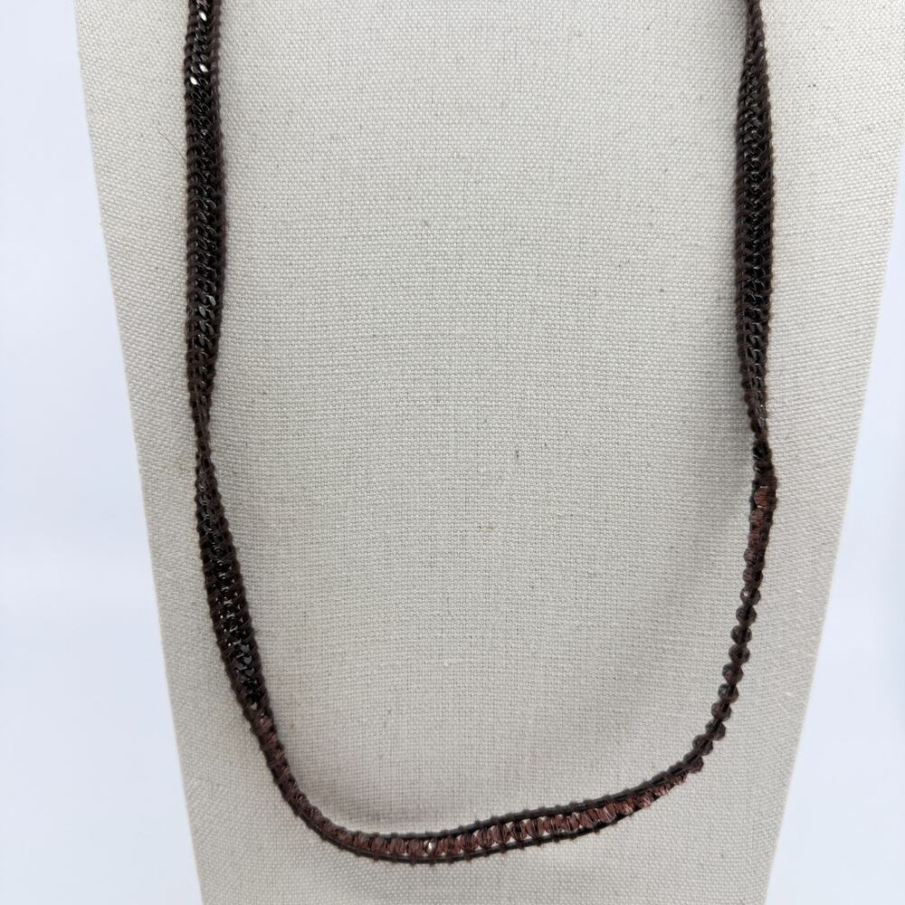 Y2K Brown Crystal Beaded Leather Wrap Necklace Bohemian Layering Jewelry Gift